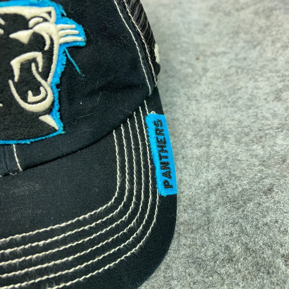 Carolina Panthers Mens Hat Cap Snapback Black Blue Trucker Mesh‎ Retro Football